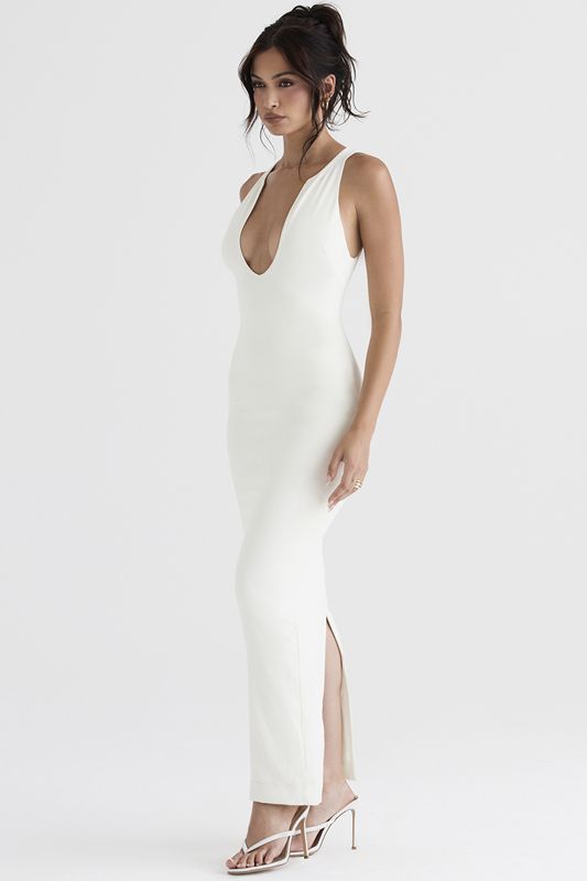 Peignoir House Of Cb Plunge Maxi Blanche | GID-356079