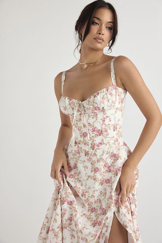 Peignoir House Of Cb Print Bustier Rose | CLT-230967