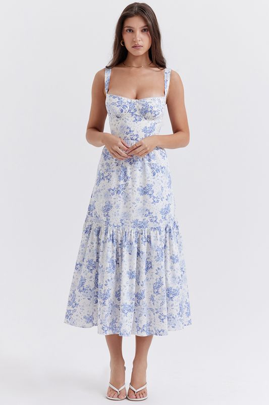 Peignoir House Of Cb Print Midi Bleu | ACS-564019