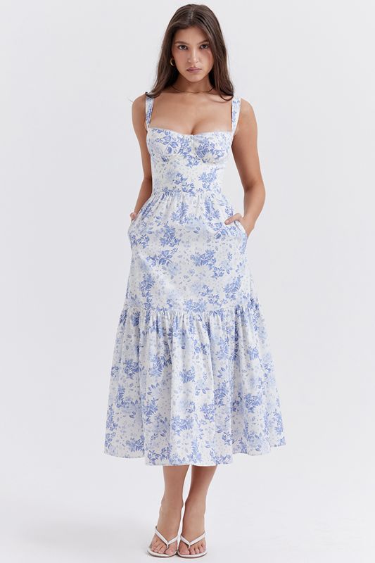 Peignoir House Of Cb Print Midi Bleu | ACS-564019