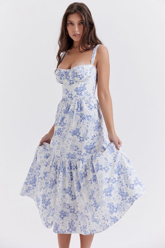 Peignoir House Of Cb Print Midi Bleu | ACS-564019