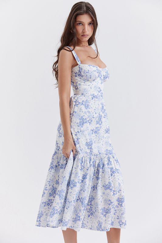 Peignoir House Of Cb Print Midi Bleu | ACS-564019