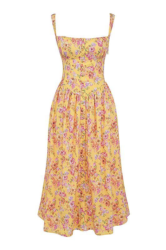 Peignoir House Of Cb Print Midi Jaune | JLI-173492