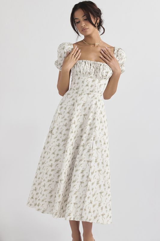 Peignoir House Of Cb Print Puff Sleeve Midi Fleur | QVA-126074