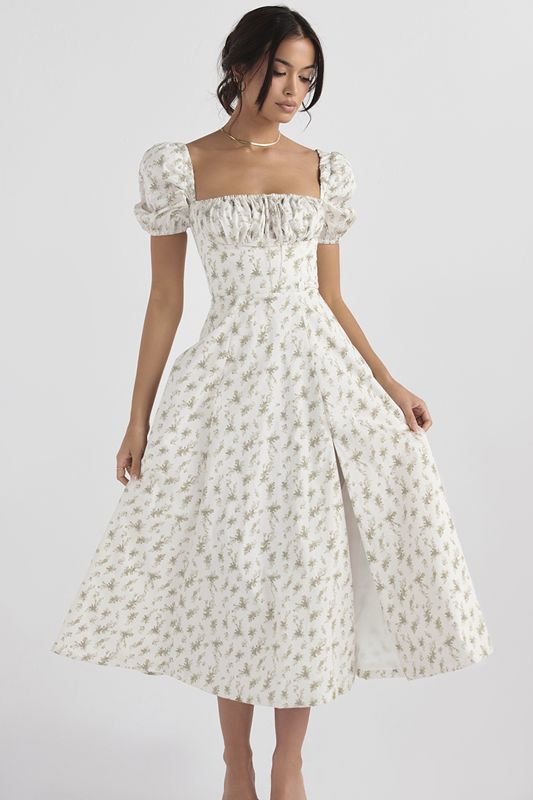 Peignoir House Of Cb Print Puff Sleeve Midi Fleur | QVA-126074