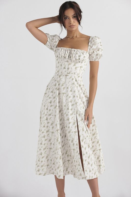 Peignoir House Of Cb Print Puff Sleeve Midi Fleur | QVA-126074