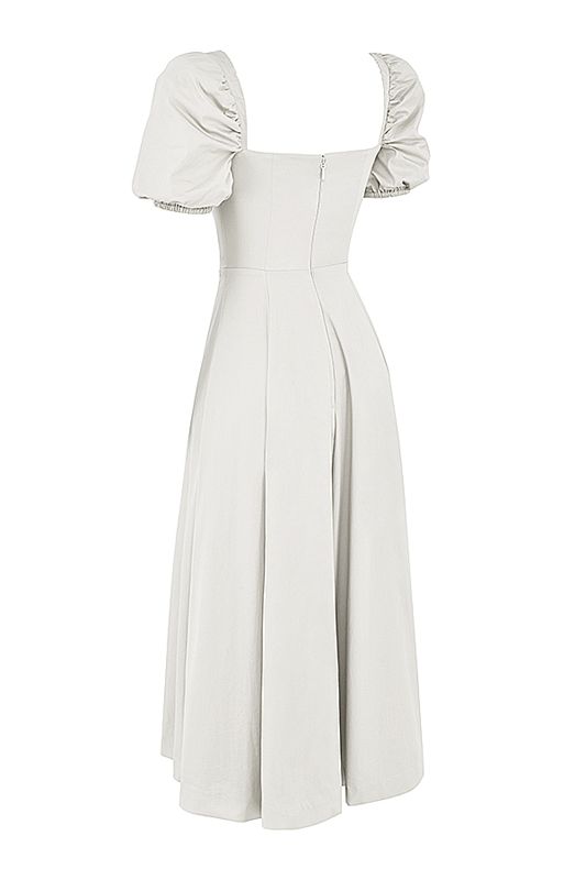 Peignoir House Of Cb Puff Sleeve Midi Blanche | GDO-473016