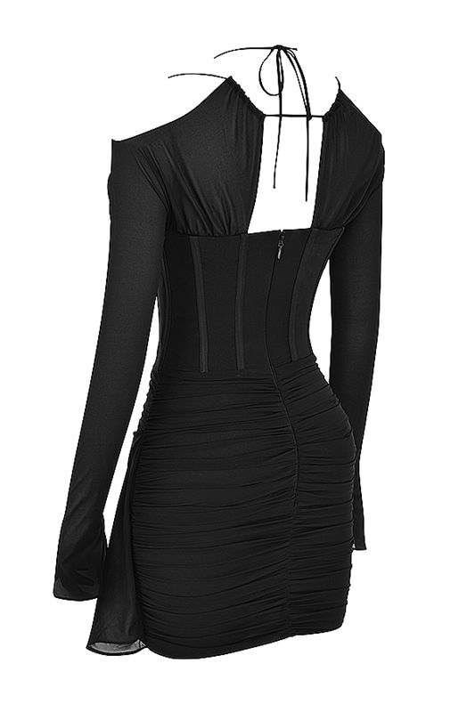 Peignoir House Of Cb Real Silk Mini Noir | BMG-146305