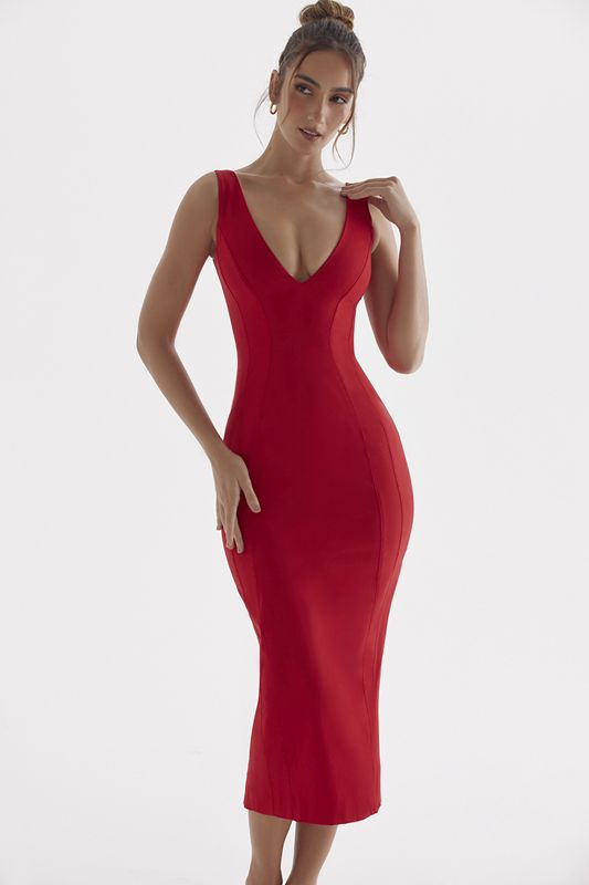 Peignoir House Of Cb Rose Plunge Maxi Rouge | VJX-578143