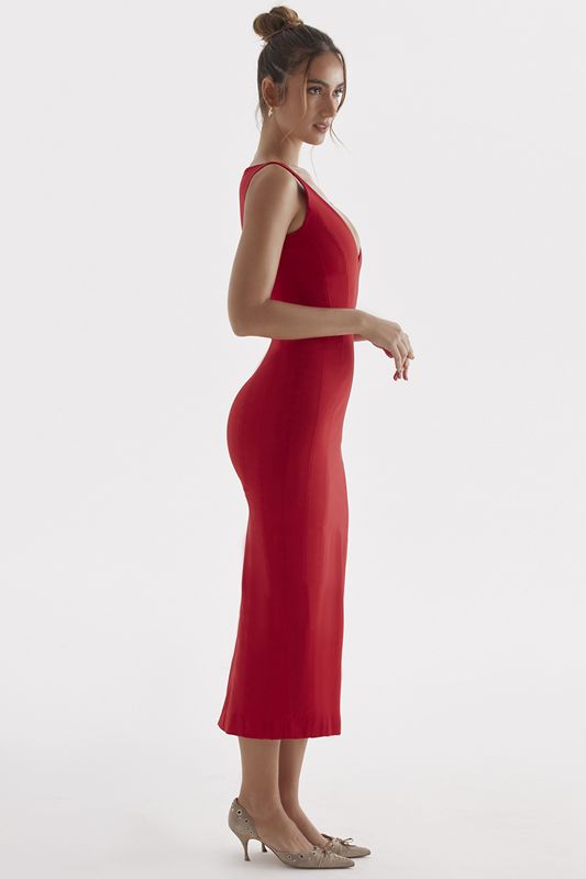 Peignoir House Of Cb Rose Plunge Maxi Rouge | VJX-578143