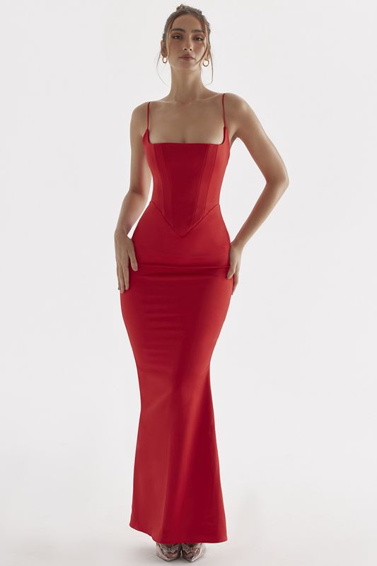 Peignoir House Of Cb Rose Satin Maxi Rouge | JCQ-904387