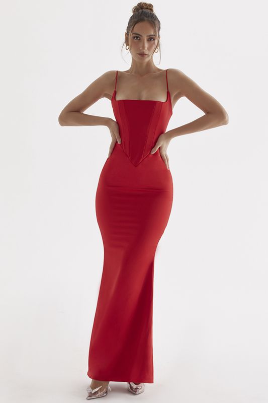 Peignoir House Of Cb Rose Satin Maxi Rouge | JCQ-904387