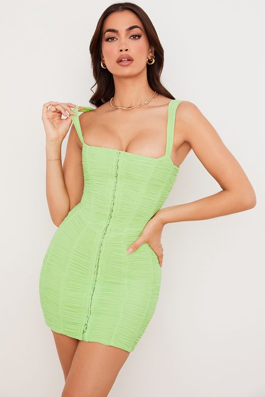 Peignoir House Of Cb Ruched Mesh Mini Vert Clair | DYJ-567928