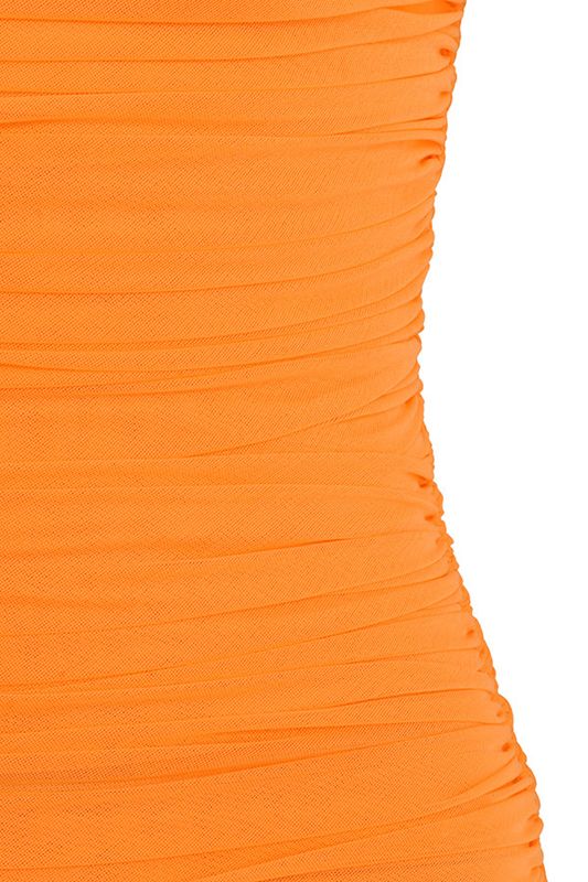 Peignoir House Of Cb Ruched Organza Mesh Mini Orange | CSD-132756