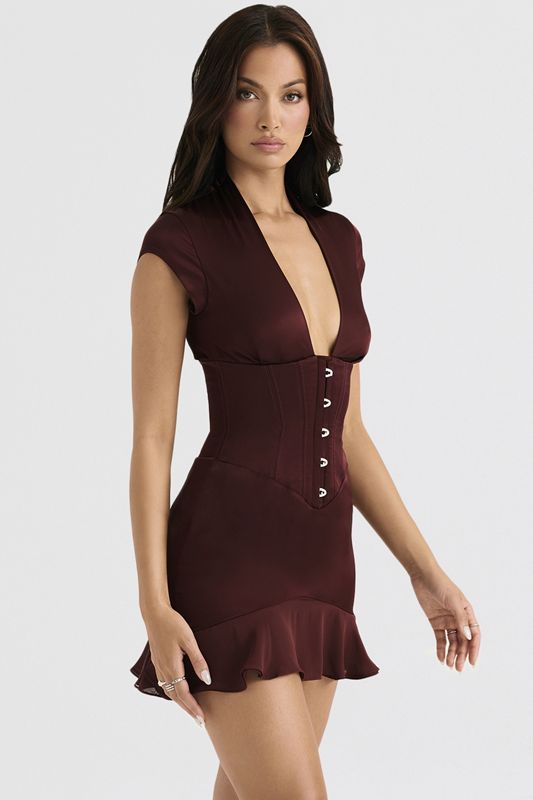 Peignoir House Of Cb Ruffle Bordeaux | DFN-980736