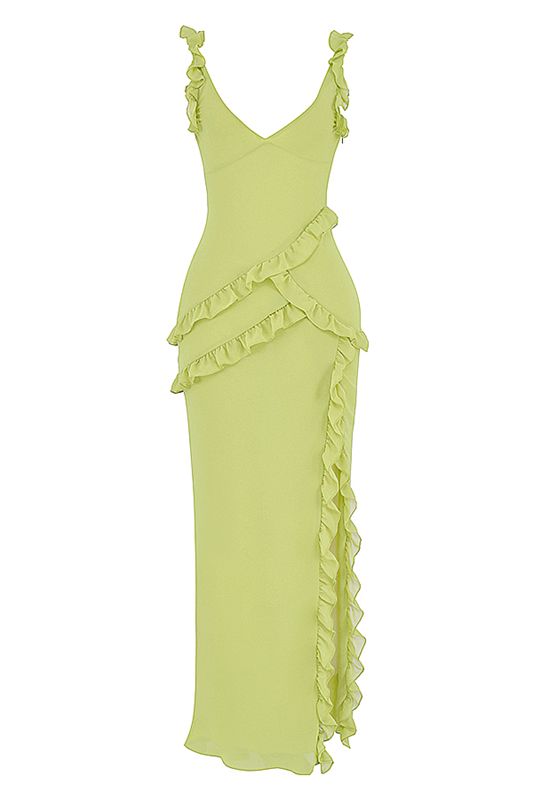 Peignoir House Of Cb Ruffle Maxi Vert Clair | FRP-201957