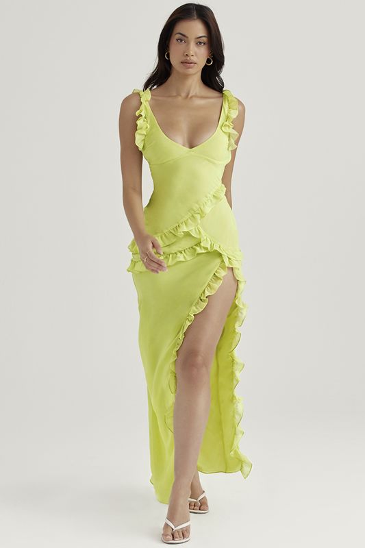 Peignoir House Of Cb Ruffle Maxi Vert Clair | FRP-201957