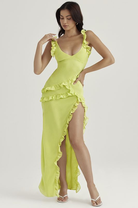 Peignoir House Of Cb Ruffle Maxi Vert Clair | FRP-201957