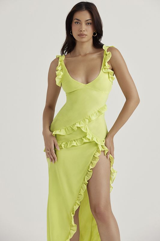 Peignoir House Of Cb Ruffle Maxi Vert Clair | FRP-201957