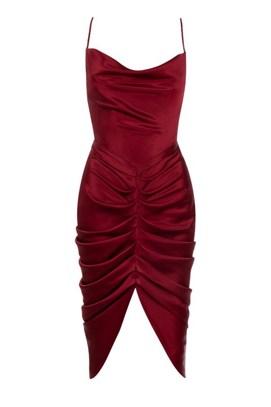 Peignoir House Of Cb Satin Draped Bordeaux | MKA-741280