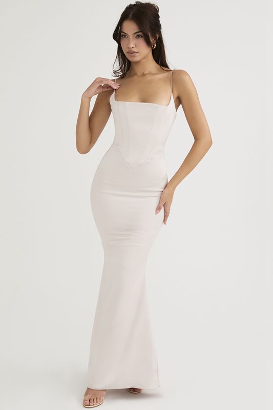 Peignoir House Of Cb Satin Maxi Blanche | WNF-301798