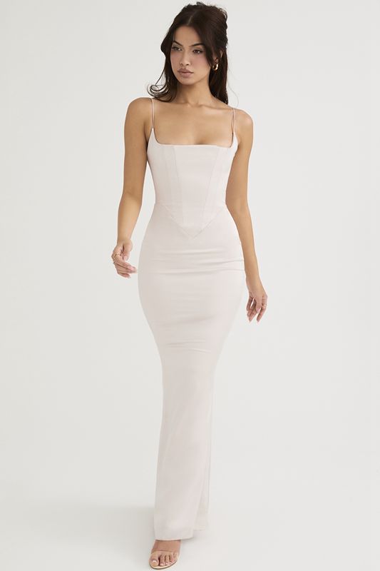 Peignoir House Of Cb Satin Maxi Blanche | WNF-301798