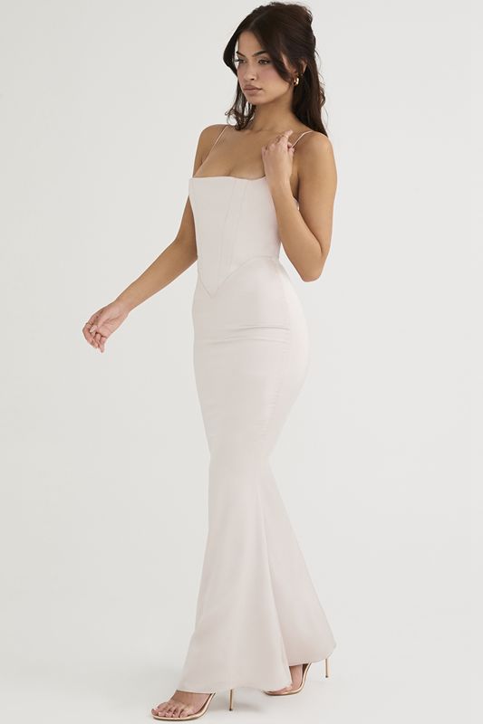 Peignoir House Of Cb Satin Maxi Blanche | WNF-301798