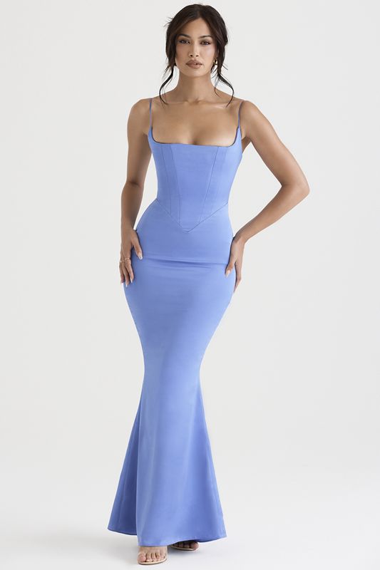 Peignoir House Of Cb Satin Maxi Bleu | BJR-205389