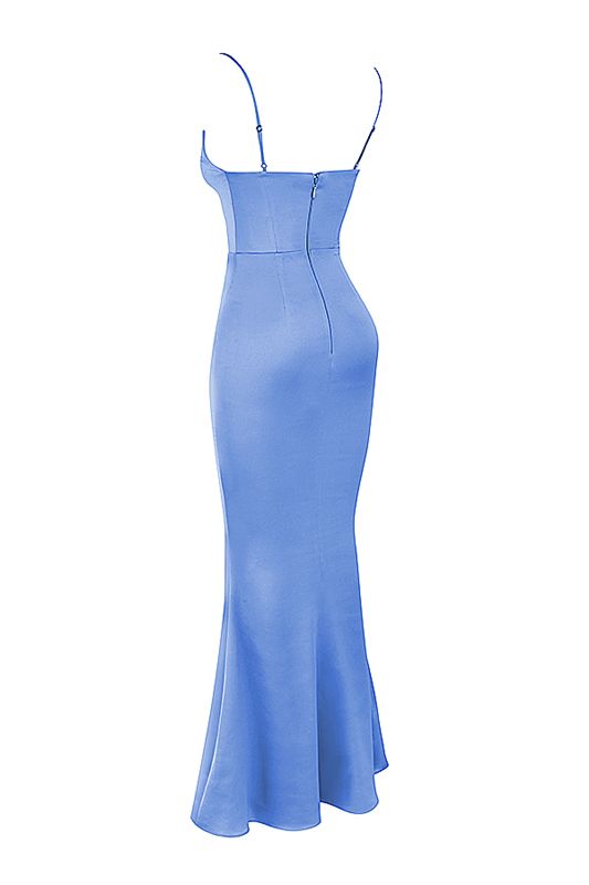 Peignoir House Of Cb Satin Maxi Bleu | BJR-205389