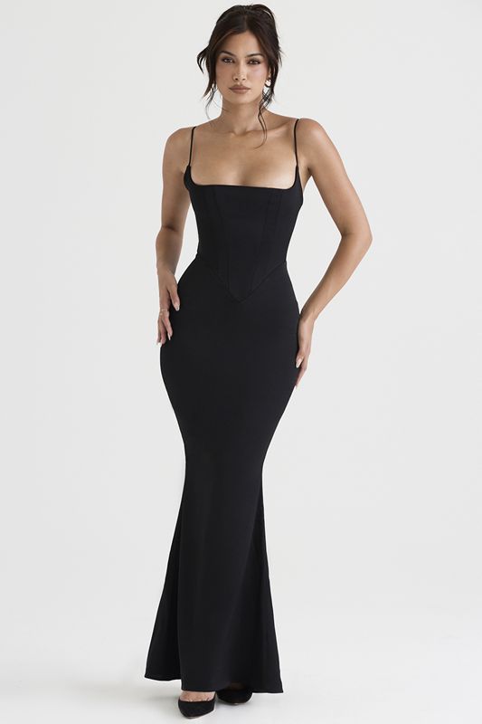 Peignoir House Of Cb Satin Maxi Noir | DSB-582301