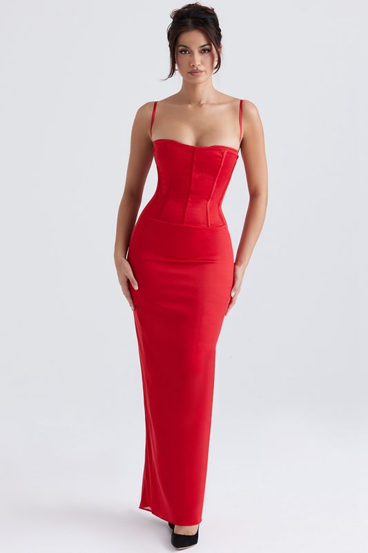 Peignoir House Of Cb Satin Maxi Rouge | OVT-548679