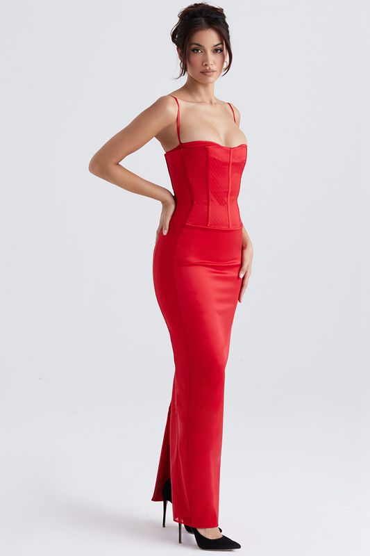 Peignoir House Of Cb Satin Maxi Rouge | OVT-548679