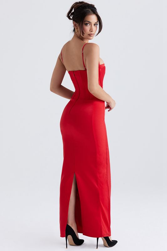 Peignoir House Of Cb Satin Maxi Rouge | OVT-548679