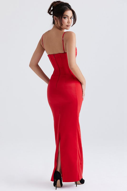 Peignoir House Of Cb Satin Maxi Rouge | OVT-548679