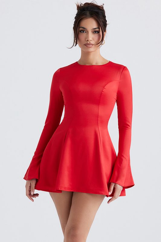 Peignoir House Of Cb Satin Mini Rouge | ZEC-682591