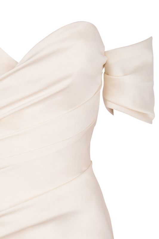 Peignoir House Of Cb Satin Off Shoulder Tie Blanche | WPM-305814