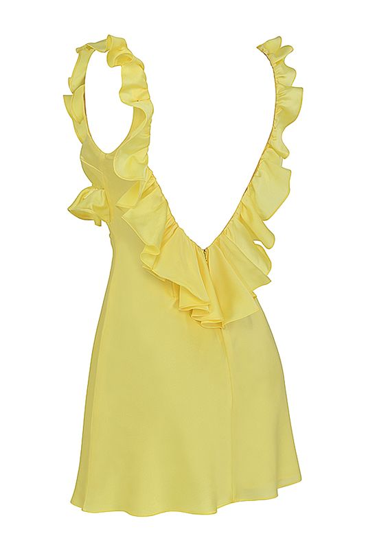 Peignoir House Of Cb Satin Ruffle Mini Jaune | XBC-042567