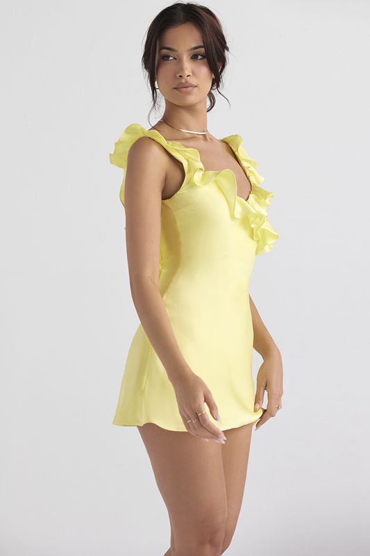 Peignoir House Of Cb Satin Ruffle Mini Jaune | XBC-042567