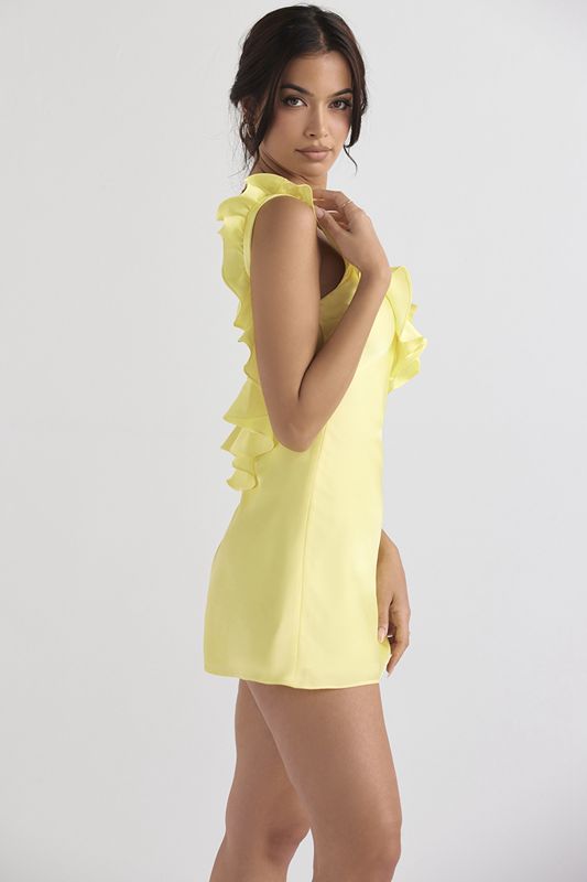 Peignoir House Of Cb Satin Ruffle Mini Jaune | XBC-042567