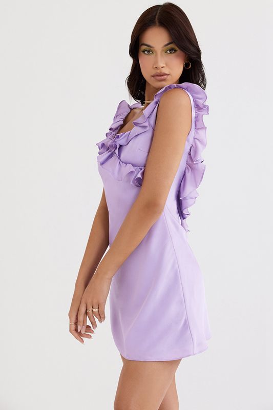 Peignoir House Of Cb Satin Ruffle Mini Violette | AXF-129437