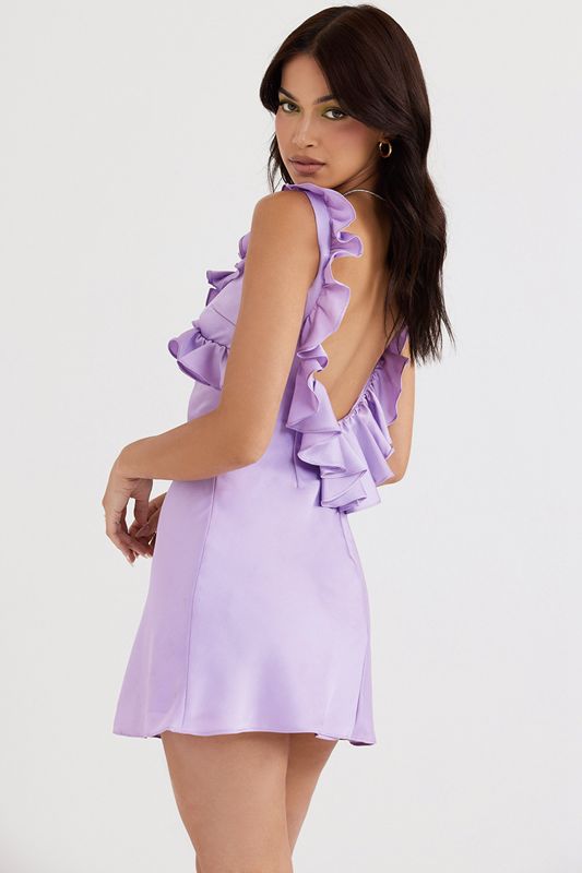 Peignoir House Of Cb Satin Ruffle Mini Violette | AXF-129437