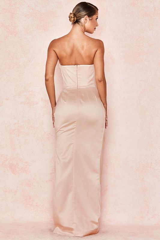 Peignoir House Of Cb Satin Strapless Gown Rose | OXP-486390