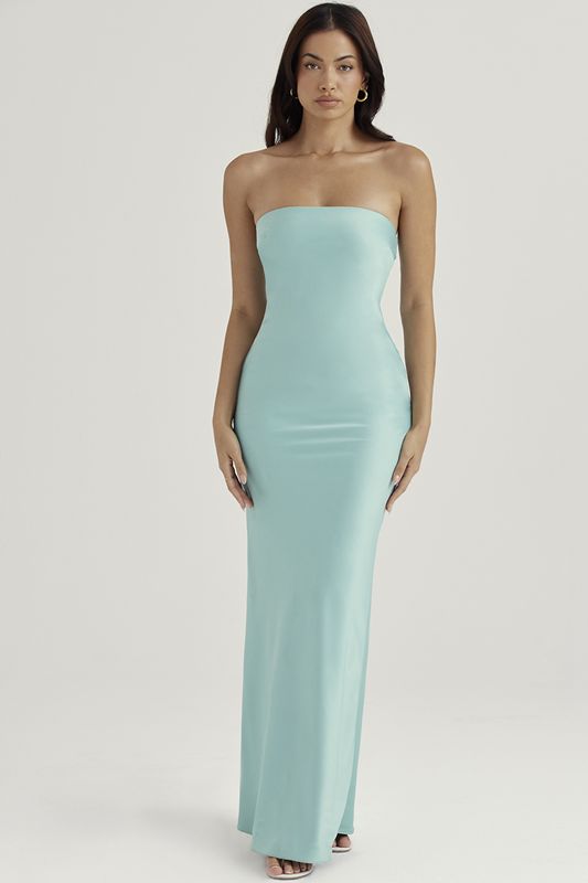 Peignoir House Of Cb Satin Strapless Maxi Turquoise | GFJ-497203