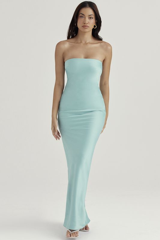 Peignoir House Of Cb Satin Strapless Maxi Turquoise | GFJ-497203