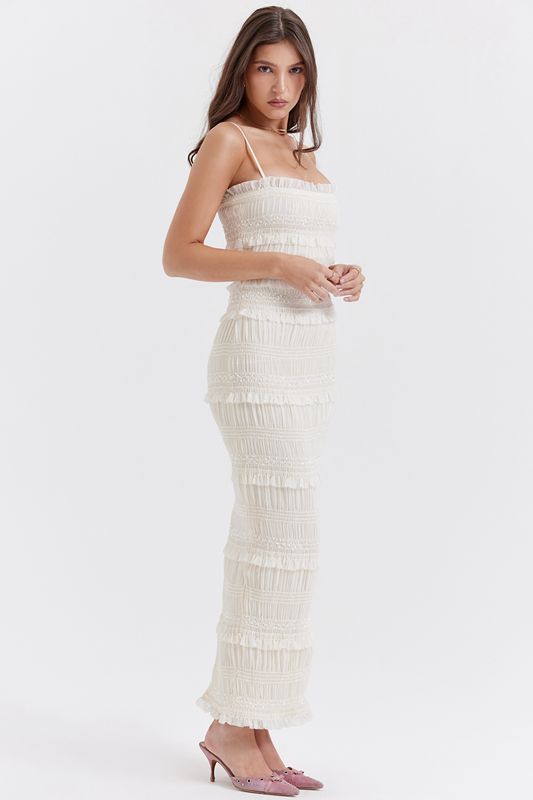 Peignoir House Of Cb Sequin Pleat Maxi Blanche | SKC-065319