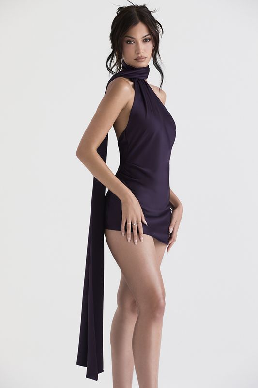 Peignoir House Of Cb Shade Asymmetric Wrap Neck Violette | NAM-650732