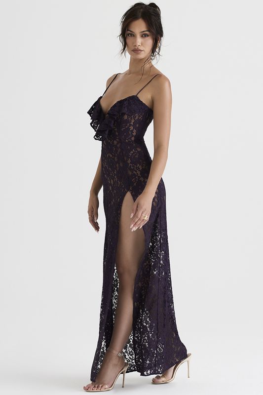 Peignoir House Of Cb Shade Dentelle Maxi Violette | KVX-387904