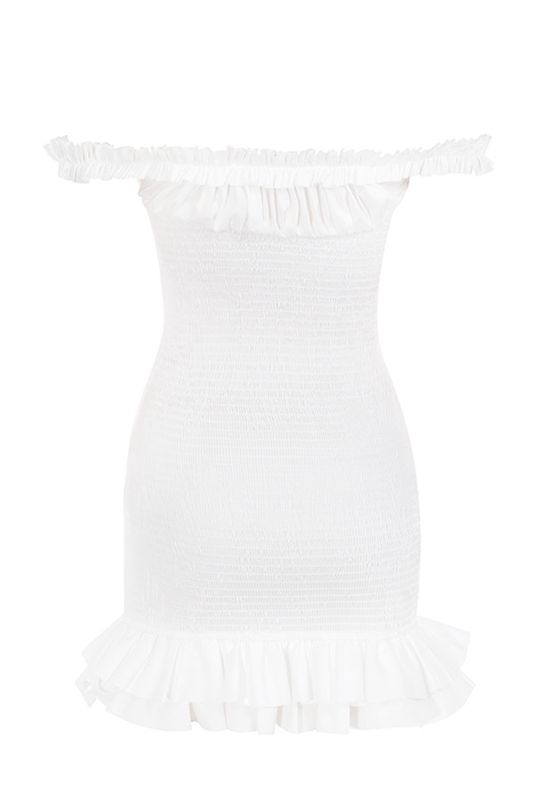 Peignoir House Of Cb Shirred Ruffle Mini Blanche | TPK-016853