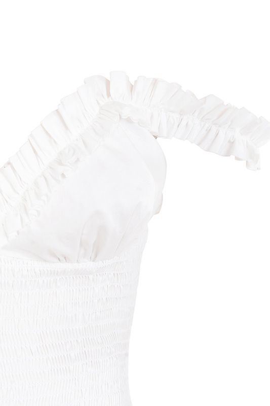 Peignoir House Of Cb Shirred Ruffle Mini Blanche | TPK-016853