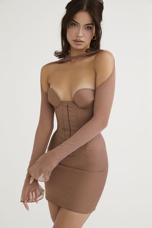 Peignoir House Of Cb Structured Mini Beige | KQA-213506